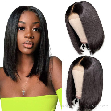 Short Bob Wigs 4X4 Lace Closure Wigs Brazilian Virgin Human Hair Straight Bob lace Front Wigs Pre Plucked with Baby Hair Natural
